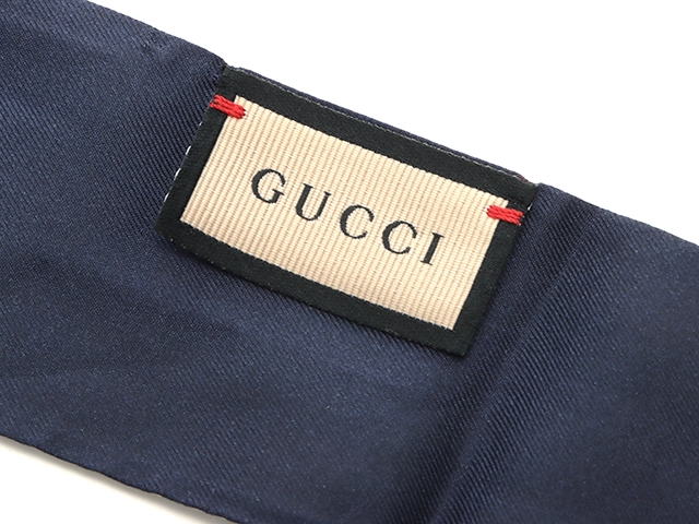 GUCCI グッチ スカーフ インターロッキングＧホースピットプリント ベージュ/ネイビー【472】RKT