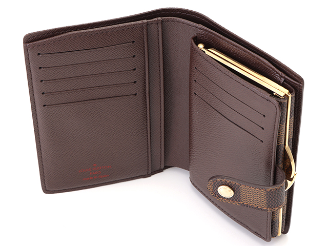 ほぼ新品　ルイヴィトン 新型 ヴィエノワ ダミエ がま口 ゴールド金具 ブラウン LOUIS VUITTON 【5mc3344】ルイヴィトン 財布 ダミエ