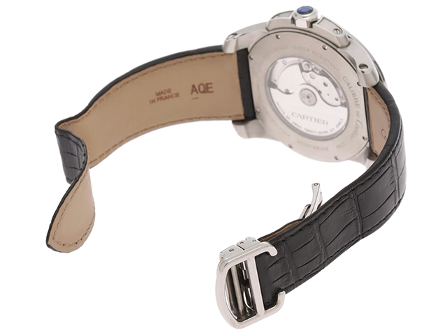 Cartier カルティエ 腕時計 2010年正規品 カリブル ドゥ カルティエ W7100014 スティール/アリゲーターベルト ブラック文字盤 自動巻き【471】