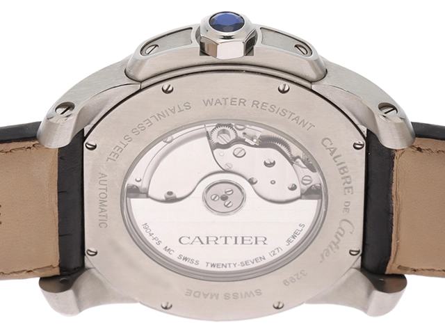 Cartier カルティエ 腕時計 2010年正規品 カリブル ドゥ カルティエ W7100014 スティール/アリゲーターベルト ブラック文字盤 自動巻き【471】