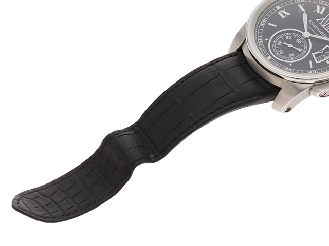 Cartier カルティエ 腕時計 2010年正規品 カリブル ドゥ カルティエ W7100014 スティール/アリゲーターベルト ブラック文字盤 自動巻き【471】