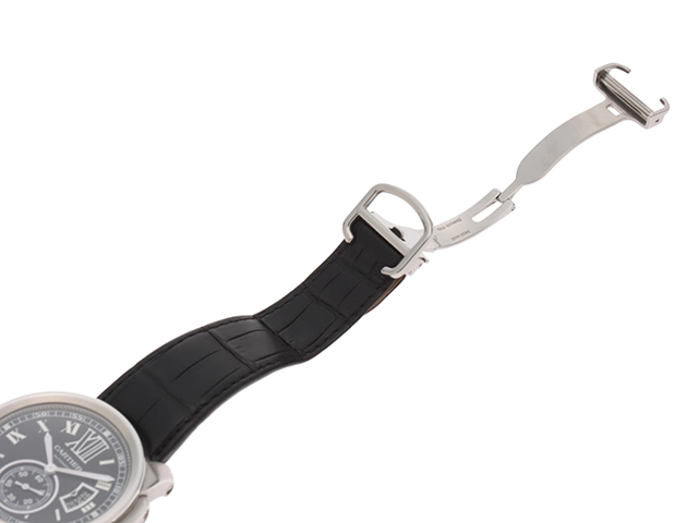 Cartier カルティエ 腕時計 2010年正規品 カリブル ドゥ カルティエ W7100014 スティール/アリゲーターベルト ブラック文字盤 自動巻き【471】