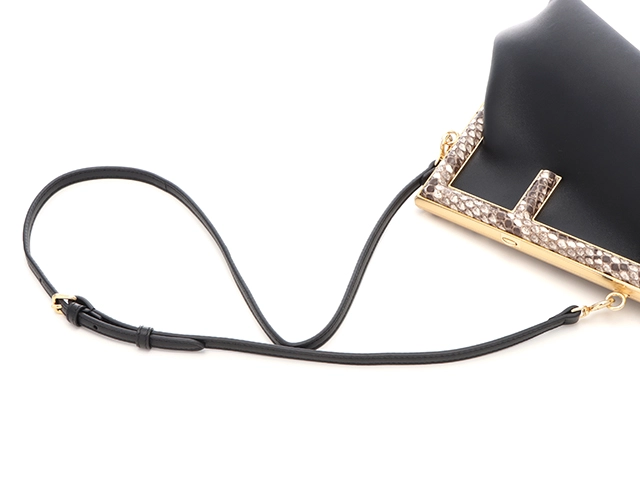 Fendi　フェンディ　ショルダーバッグ　ファースト　スモール　ブラック　ナッパレザー／パイソン　ゴールド金具　【431】L