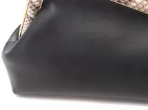 Fendi　フェンディ　ショルダーバッグ　ファースト　スモール　ブラック　ナッパレザー／パイソン　ゴールド金具　【431】L