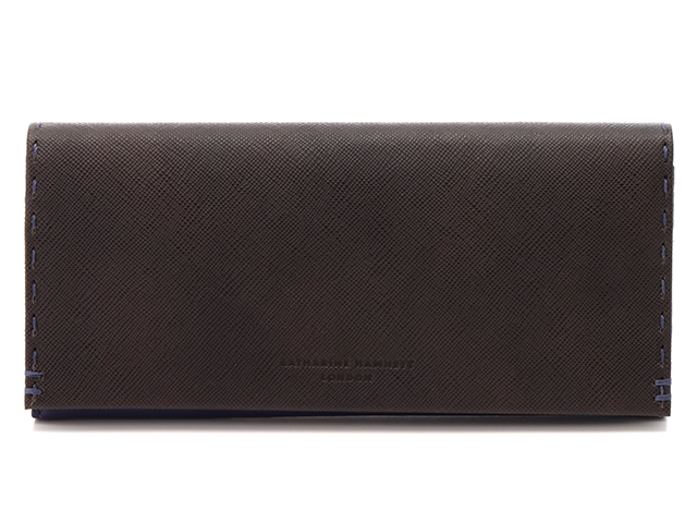 KATHARINE HAMNETT 長財布 ブラック/ブルー 楽天市場】キャサリンハムネット 二つ折り財布 メンズ 縦型 box
