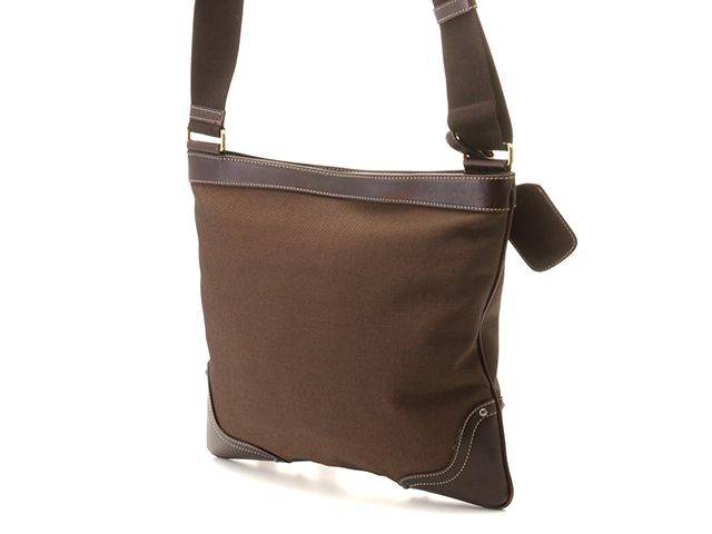 PRADA　 プラダ　ロゴジャカード　ショルダーバッグ　ブラウン　キャンバススラッシュレザー　BT0536【431】2120700016786