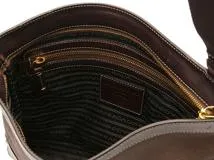 PRADA　 プラダ　ロゴジャカード　ショルダーバッグ　ブラウン　キャンバススラッシュレザー　BT0536【431】2120700016786