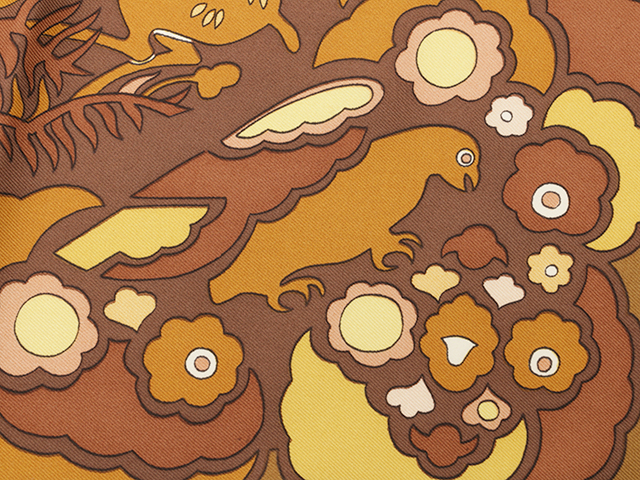 HERMES エルメス スカーフ カレ90 TALLY-HO ブラウン シルク【472】YY