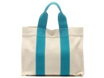 HERMES エルメス トートバッグ ボラボラPM ホワイト/ブルー/シルバー