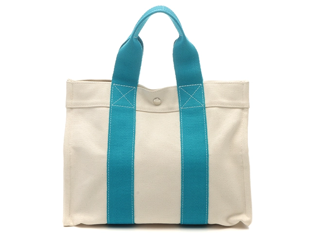 HERMES エルメス トートバッグ ボラボラPM ホワイト/ブルー/シルバー