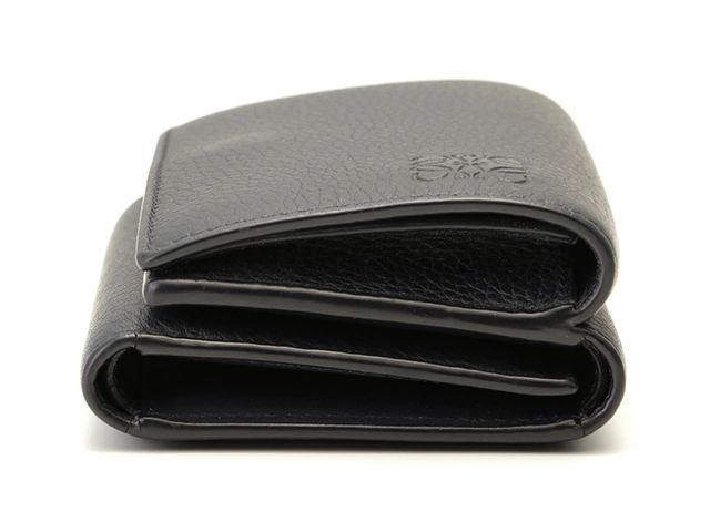 LOEWE　ロエベ　トライフォールドウォレット　ディープネイビー　カーフ【433】2120700020998