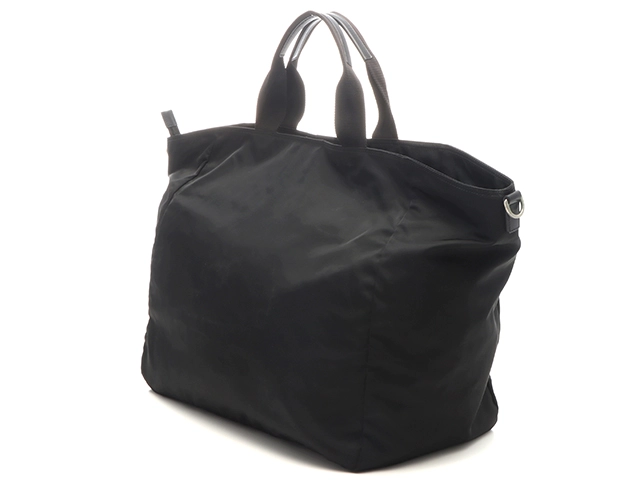 PRADA　プラダ　2WAYラージトートバッグ　ブラック　ナイロン/レザー【433】2120700021179