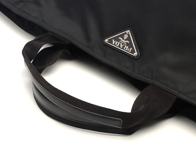 PRADA　プラダ　2WAYラージトートバッグ　ブラック　ナイロン/レザー【433】2120700021179