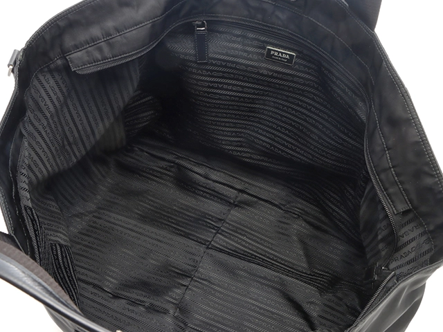 PRADA　プラダ　2WAYラージトートバッグ　ブラック　ナイロン/レザー【433】2120700021179