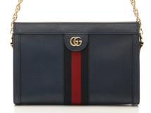 GUCCI グッチ オフィディア スモールチェーンショルダーバッグ 503877 ネイビー/レッド レザー 【460】2120700022046