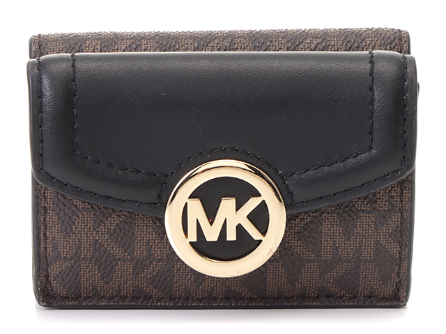 MICHAEL KORS マイケルコース 三つ折財布 MKシグネチャー PVC/レザー ダークブラウン/ブラック 35T0GFTP0B【436】  の購入なら「質」の大黒屋（公式）