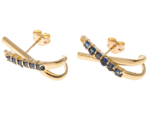 JEWELRY　ノンブランドジュエリー　貴金属・宝石　ピアス　K18イエローゴールド　サファイア　2.4g　2120800006052　【205】