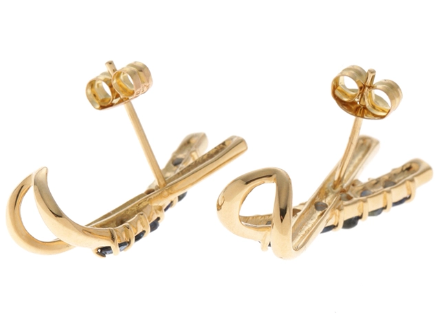 JEWELRY　ノンブランドジュエリー　貴金属・宝石　ピアス　K18イエローゴールド　サファイア　2.4g　2120800006052　【205】