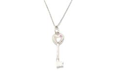 TIFFANY＆CO ティファニー ハートキーネックレス SV925 シルバー 1Pピンクサファイア 【460】2120800008032