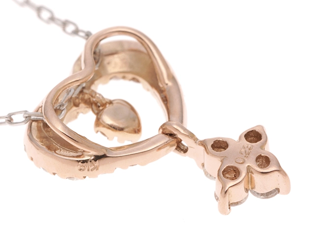 JEWELRY　ジュエリー　ネックレス　K18WG/PG ゴールド　ダイヤモンド0.23　1.4g　2120800010219　【471】L
