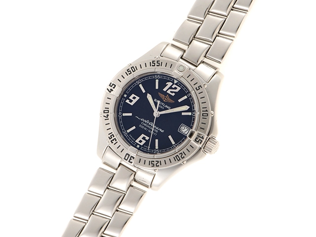 BREITLING ブライトリング 腕時計 コルトオーシャン A57350 ステンレス ブラック文字盤 クォーツ【472】TS