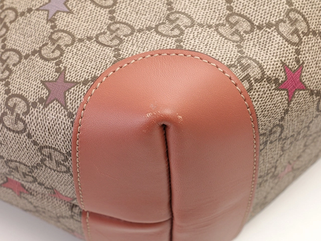 GUCCI　グッチ　GGスプリーム　スター　トートバッグ　ベージュ／ピンク　ＰＶＣ／レザー　【208】2121000002219