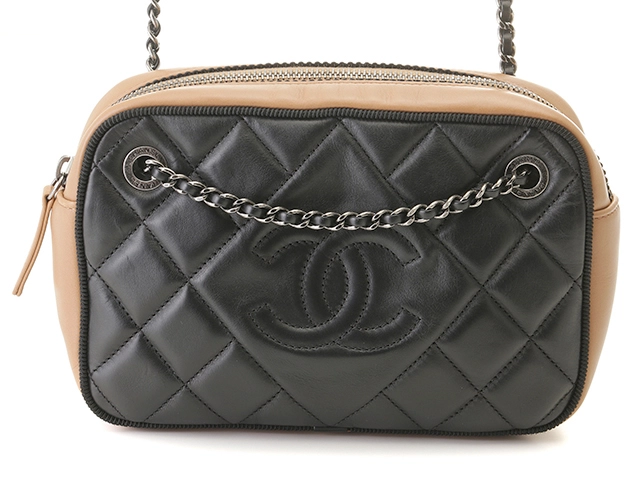 CHANEL シャネル バレリーナ マトラッセ ココマーク チェーンショルダーバッグ バイカラー ブラック キャメル カーフ【473】  の購入なら「質」の大黒屋（公式）