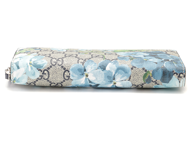 GUCCI グッチ GGブルームス ラウンド長財布 PVC ベージュ/ブルー