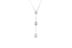 JEWELRY ノンブランドジュエリー Y字チェーン ネックレス K18WG ホワイトゴールド 3P ダイヤモンド 0.10ct 【460】2121000011839