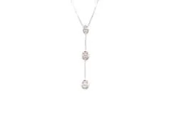 JEWELRY ノンブランドジュエリー Y字チェーン ネックレス K18WG ホワイトゴールド 3P ダイヤモンド 0.10ct 【460】2121000011839