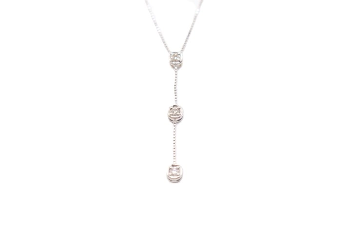 JEWELRY ノンブランドジュエリー Y字チェーン ネックレス K18WG ホワイトゴールド 3P ダイヤモンド 0.10ct 【460】2121000011839
