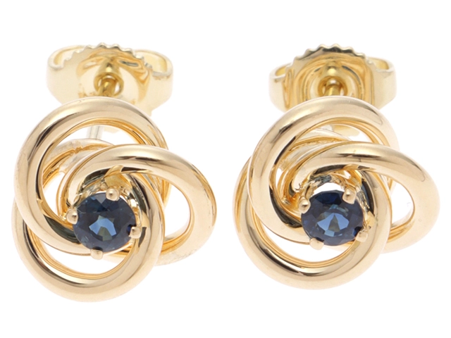 TIFFANY＆CO　ティファニー　ラブノットトリプルピアス　K18 イエローゴールド　サファイア　5.3g　2121000014670【432】