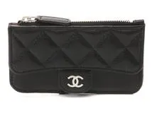 CHANEL　シャネル　マトラッセ フラップフラグメントケース　ブラック/SV　キャビア　AP2570【430】2121000015189