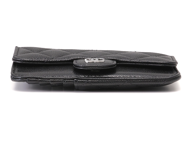 CHANEL　シャネル　マトラッセ フラップフラグメントケース　ブラック/SV　キャビア　AP2570【430】2121000015189