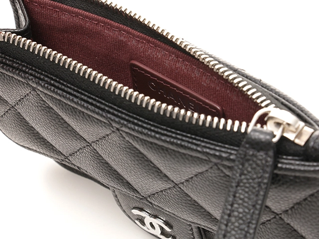 CHANEL　シャネル　マトラッセ フラップフラグメントケース　ブラック/SV　キャビア　AP2570【430】2121000015189