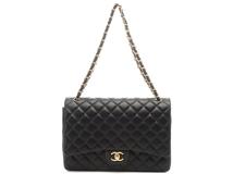 CHANEL　シャネル　デカマトラッセ33　 A01094　Wフラップチェーンショルダー　ブラック　ゴールド金具　ラム【432】2121000016421
