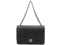 CHANEL　シャネル　デカマトラッセ33　 A01094　Wフラップチェーンショルダー　ブラック　ゴールド金具　ラム【432】2121000016421