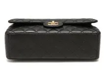 CHANEL　シャネル　デカマトラッセ33　 A01094　Wフラップチェーンショルダー　ブラック　ゴールド金具　ラム【432】2121000016421