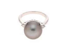 JEWELRY ノンブランドジュエリー リング 12号 PT900/ブラックパール/ダイヤモンド0.15ct 重さ約7.6g 【472】YK