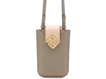 FENDI　フェンディ　FFダイヤモンド　フォンポーチ　7AS188　グレージュ/ピンク【430】2121000017916