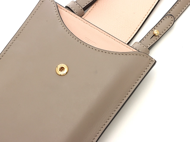 FENDI フェンディ FFダイヤモンド フォンポーチ 7AS188 グレージュ/ピンク【430】2121000017916