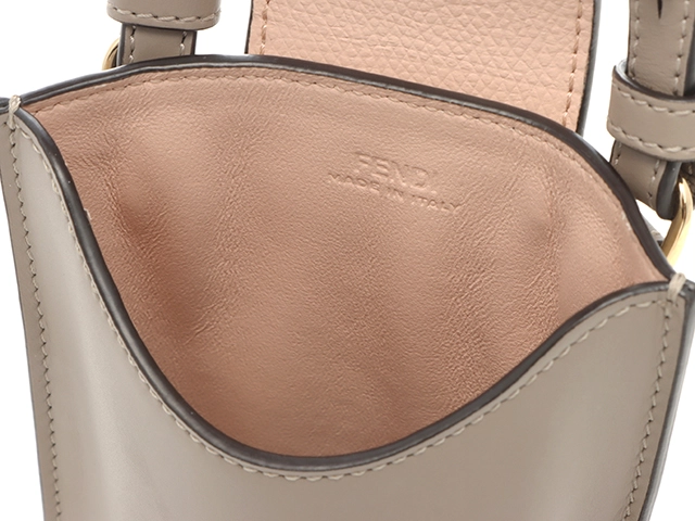 FENDI フェンディ FFダイヤモンド フォンポーチ 7AS188 グレージュ/ピンク【430】2121000017916