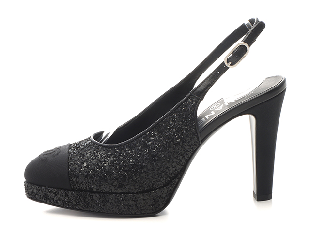 CHANEL シャネル ココマークグリッターパンプス レディース38