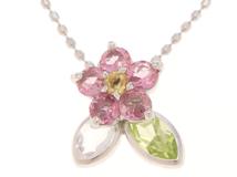 JEWELRY　ノンブランドジュエリー　ネックレス　ホワイトゴールド　マルチカラー　約2.1g【207】