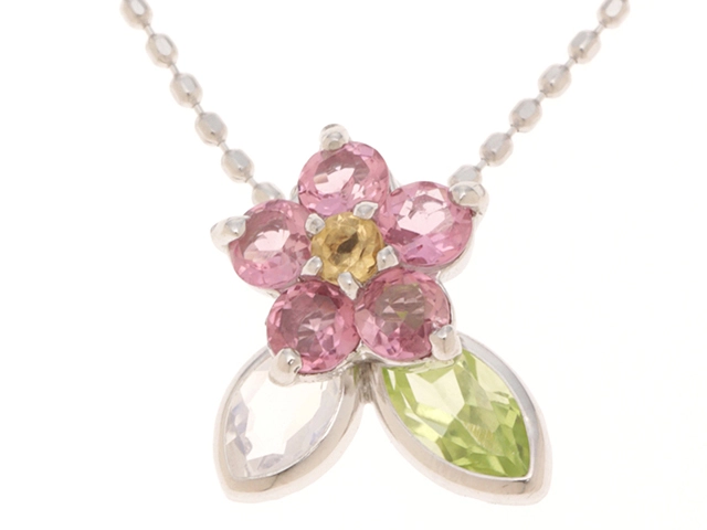 JEWELRY ノンブランドジュエリー ネックレス ホワイトゴールド マルチカラー 約2.1g【207】