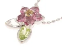 JEWELRY　ノンブランドジュエリー　ネックレス　ホワイトゴールド　マルチカラー　約2.1g【207】