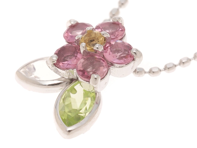 JEWELRY ノンブランドジュエリー ネックレス ホワイトゴールド マルチカラー 約2.1g【207】