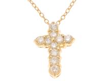 JEWELRY ノンブランドジュエリー クロスモチーフ ネックレス K18 ゴールド ダイヤモンド 0.30ct 【460】2121000028615