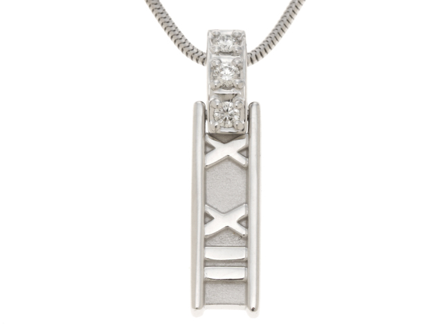 ティファニー Tiffany & Co. ネックレス アトラス バー ティラチェーン 3ポイント ダイヤモンド K18WG