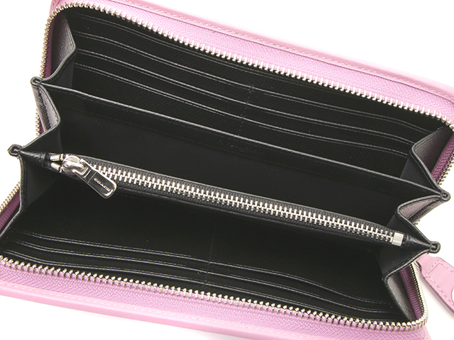 COACH コーチ ラウンドファスナー長財布 53655 レザー ピンク